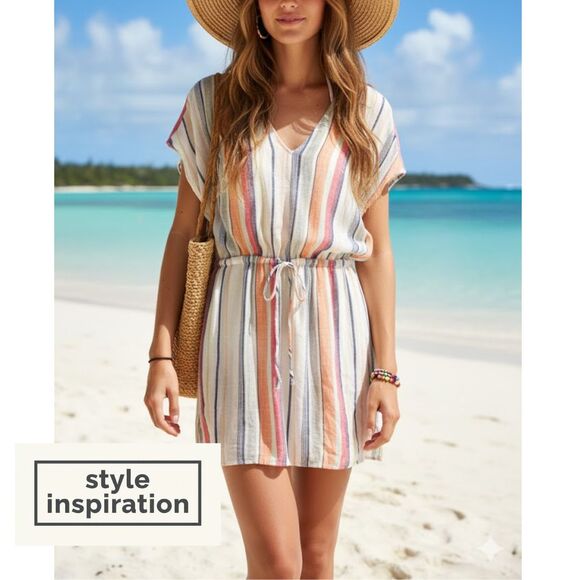 Rails Wren Marrakesh Multicolor Striped Linen Mini Dress S - Picture 8 of 9